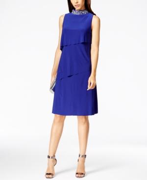 Jessica Howard Embellished Mock-turtleneck Cocktail Dress