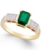 Emerald (1-1/10 Ct. T.w.) And Diamond (1/6 Ct. T.w.) Ring In 14k Gold
