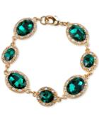 2028 Gold-tone Green And Clear Stone Bracelet