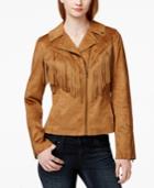 Celebrity Pink Faux-suede Fringe Moto Jacket