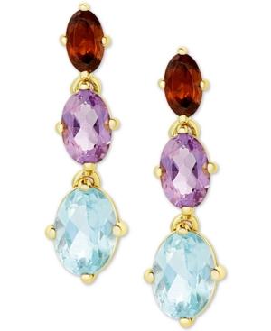 Multi-gemstone Drop Earrings (3-3/8 Ct. T.w.) In 18k Gold-plated Sterling Silver