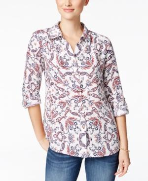 Charter Club Linen Print Shirt, Only At Macy's