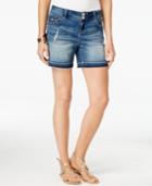 Inc International Concepts Embroidered Indigo Wash Denim Shorts, Only At Macy's