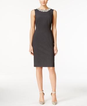 Calvin Klein Sleeveless Beaded Sheath Dress