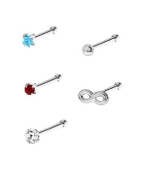 Bodifine Sterling Silver Infinity And Crystal Nose Studs