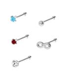 Bodifine Sterling Silver Infinity And Crystal Nose Studs