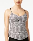 Hula Honey Mini Tribal Pulse Printed Open-back Tankini Top Women's Swimsuit