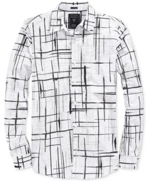 Guess Men's Break Crosshatch-print Long-sleeve Shirt