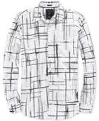 Guess Men's Break Crosshatch-print Long-sleeve Shirt