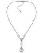 Carolee Silver-tone Crystal Y-neck Necklace