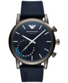 Emporio Armani Men's Connected Blue Rubber Strap Hybrid Smart Watch 43mm