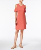Style & Co Petite Flutter-sleeve Cold-shoulder Dress