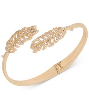 Lonna & Lilly Gold-tone Pave Feather Hinge Bangle Bracelet