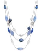 Inc International Concepts Silver-tone Blue Bead Layer Necklace, Only At Macy's