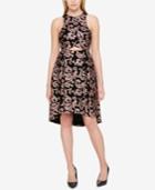 Guess Metallic-scroll-print Cutout High-low Dress