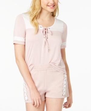 Material Girl Juniors' Lace Up T-shirt, Created For Macy's