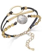 Inc International Concepts Gold-tone Mixed-media Cord Cuff Bracelet, Only At Macy's
