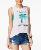 Freeze 24-7 Juniors' Sequined Palm Tree Graphic Tank Top