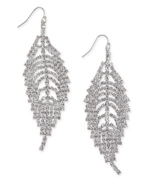 Thalia Sodi Silver-tone Rhinestone Leaf Drop Earrings, Only At Macy's