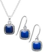 Manufactured Lapis Jewelry Set (6mm) In Sterling Silver