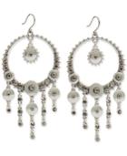 Lucky Brand Silver-tone Pave Disc Statement Earrings