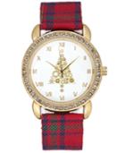 Charter Club Women's Gold-tone Plaid Strap Watch 34mm, Created For Macy's