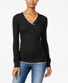 Energie Juniors' Molly V-neck Textured Sweater