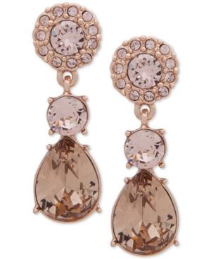 Givenchy Rose Gold-tone Pink Crystal Drop Earrings