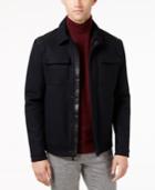 Calvin Klein Men's Full-zip Bomber With Faux-leather Trim