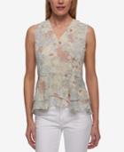 Tommy Hilfiger Floral-print Crepe Peplum Top, Only At Macy's