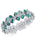Charter Club Silver-tone Emerald Crystal Stretch Bracelet, Created For Macy's
