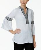 Charter Club Embellished Linen Top, Created For Macy's
