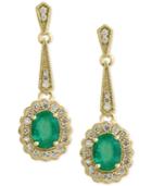 Brasilica By Effy Emerald (2-1/4 Ct. T.w.) And Diamond (3/4 Ct. T.w.) Flower Drop Earrings In 14k Gold