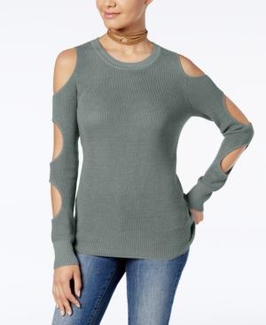 Hippie Rose Juniors' Cutout-sleeve Sweater