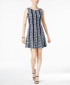 Connected Petite Printed Panel A-line Dress