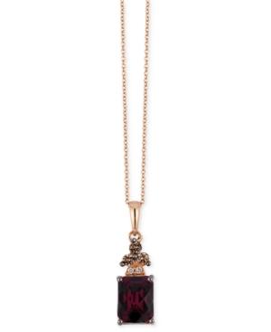 Le Vian Chocolatier Raspberry Rhodolite Garnet (1-3/4 Ct. T.w.) And Diamond Accent Pendant Necklace In 14k Rose Gold, Only At Macy's