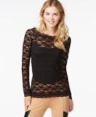 Bar Iii Long-sleeve Lace Top, Only At Macy's