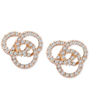 T Tahari Gold-tone Pave Knot Stud Earrings