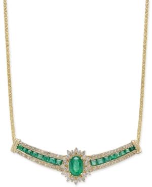 Emerald (2-1/3 Ct. T.w.) And Diamond (3/4 Ct. T.w.) Collar Necklace In 14k Gold