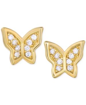Lily Nily Cubic Zirconia Butterfly Stud Earrings In 18k Gold Over Sterling Silver