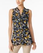 Charter Club Sleeveless Floral-print Lace Shirt, Only At Macy's