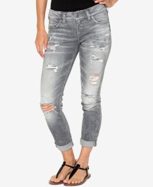 Silver Jeans Co. Ripped Gray Wash Cropped Jeans