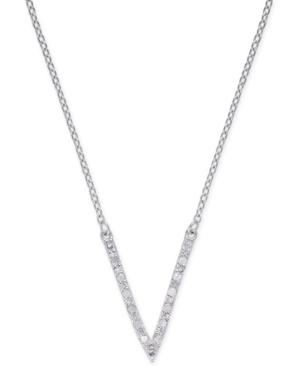 Diamond V Necklace (1/10 Ct. T.w.) In Sterling Silver