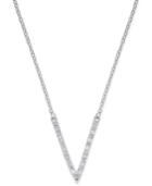 Diamond V Necklace (1/10 Ct. T.w.) In Sterling Silver