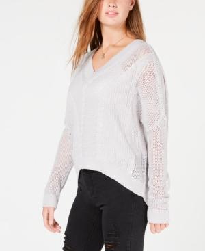 Ultra Flirt By Ikeddi Juniors' Pointelle Cable-knit Sweater