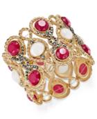 Inc International Concepts Gold-tone Hematite Pave & Colored Stone Stretch Bracelet, Only At Macy's