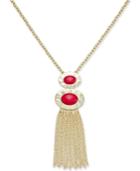 Inc International Concepts Gold-tone Red Stone Tassel Pendant Necklace, Only At Macy's
