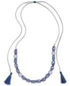 Inc International Concepts Blue Resin Stones Adjustable Tassel Necklace, Only At Macy's