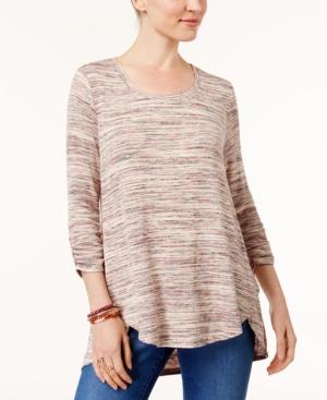 Style & Co Space-dye Ruched-sleeve Top, Created For Macy's