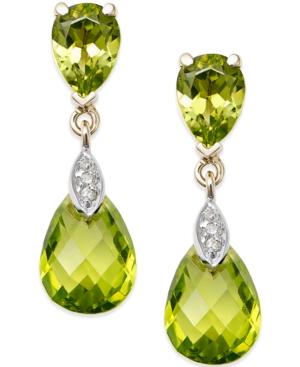 Peridot (6 Ct. T.w.) And Diamond Accent Drop Earrings In 14k Gold